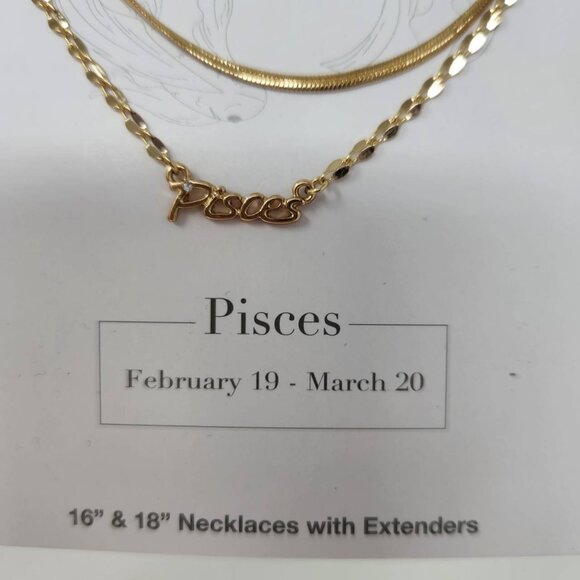 Time And Tru Pisces Necklace Set 16" & 18" Gold-Tone - Picture 2 of 6